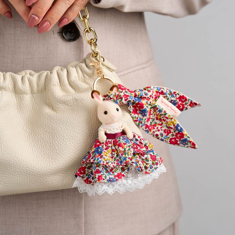 Sylvanian Families x Liberty Print | Chocolate Rabbit Sister Keychain Bag Charm 130x50x175mm
