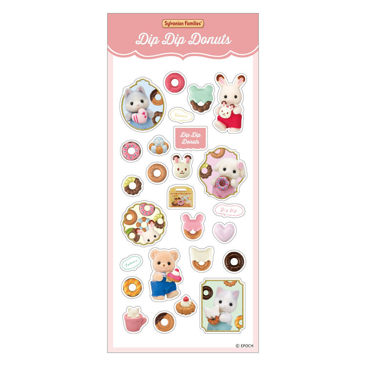 【JP】Sylvanian Families Clear Stickers 84x1x205+5mm (Dip Dip Donuts)