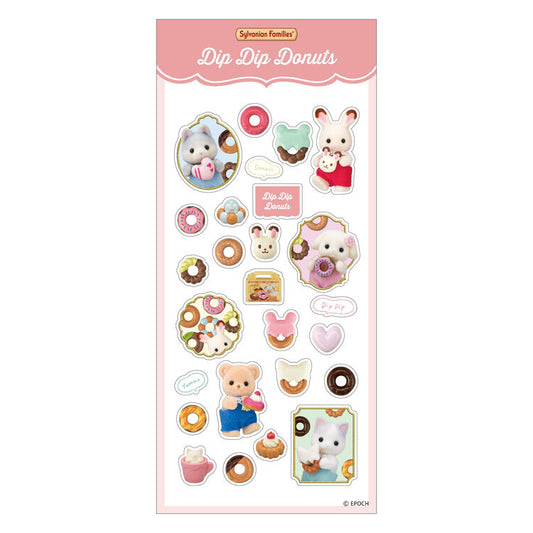 【JP】Sylvanian Families Clear Stickers 84x1x205+5mm (Dip Dip Donuts)