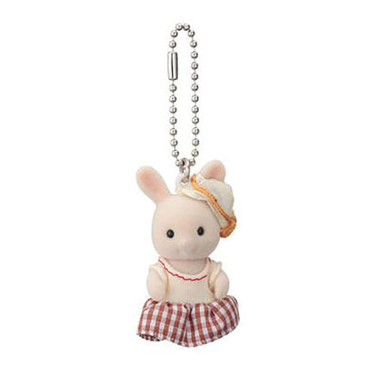 Sylvanian Families | Milk Rabbit Key Chain 85X30X150Mm (Jumper Skirt) 森贝儿森林家族