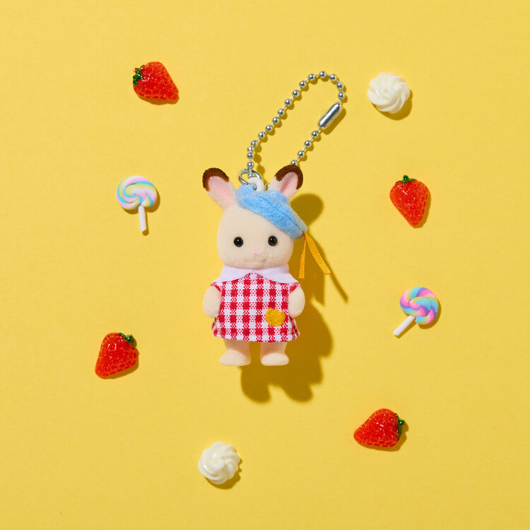 Sylvanian Families | Chocolate Rabbit Key Chain/Keychain/Keyring 85X30X150Mm (Red Nursery Costume)