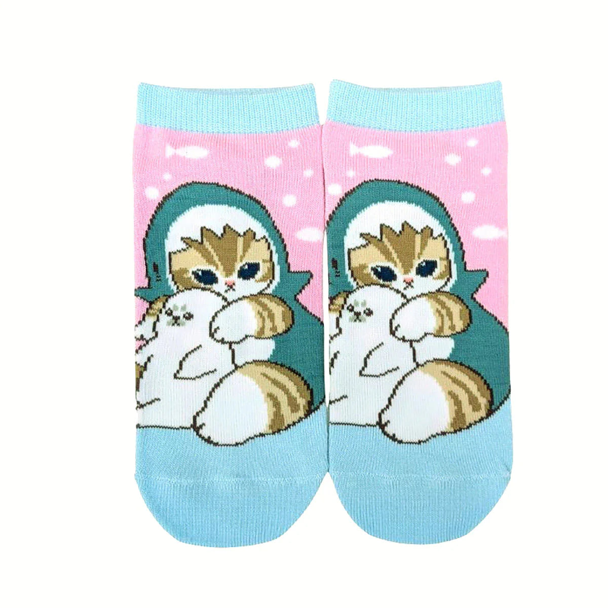 Mofusand | Front Ankle Socks  23-25cm (Blue Shark Friends)