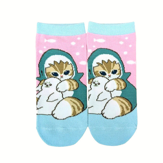 Mofusand | Front Ankle Socks  23-25cm (Blue Shark Friends)