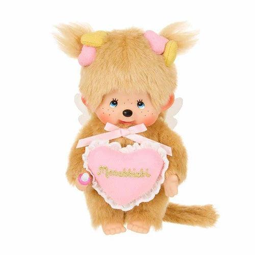 Monchhichi | Plush Toy Plush Doll Girl Beige Wings Heart Accessory H21.5×W13×D7.5cm (50th Anniversary - A Gift from
