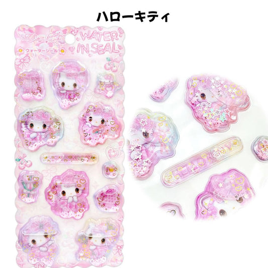 Amenomori Fumika × Sanrio | Hello Kitty Water In Seal Sequins Puffy Sticker 95×200×5mm (Angel Sparkling 3D)