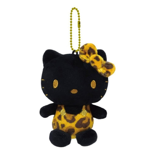 SANRIO | Hello Kitty Mascot Holder Plush Keychain Bag Charm 95×72×54mm (Leopard Yellow Black)