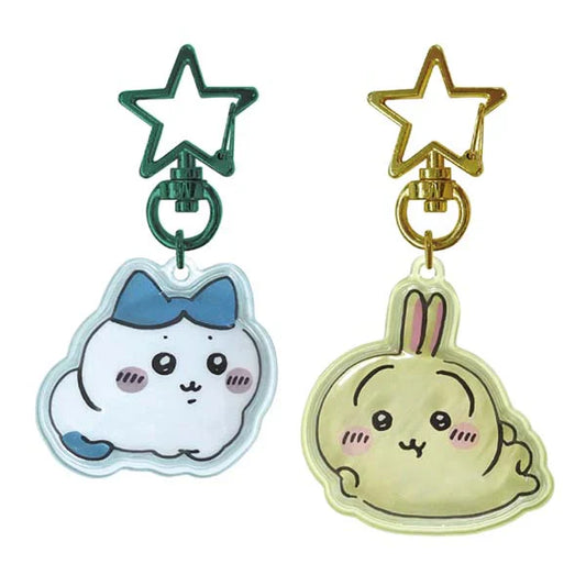 CHIIKAWA | Puffy Three Dimensional Pair Key Holder Plump Pair of Keychains 44x37x10mm (Hachiware & Usagi)
