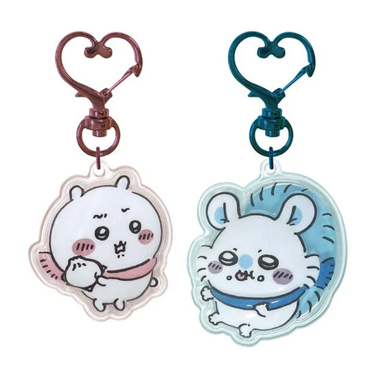 CHIIKAWA | Puffy Three Dimensional Pair Key Holder Plump Pair of Keychains 44x37x10mm (Chiikawa & Momonga)