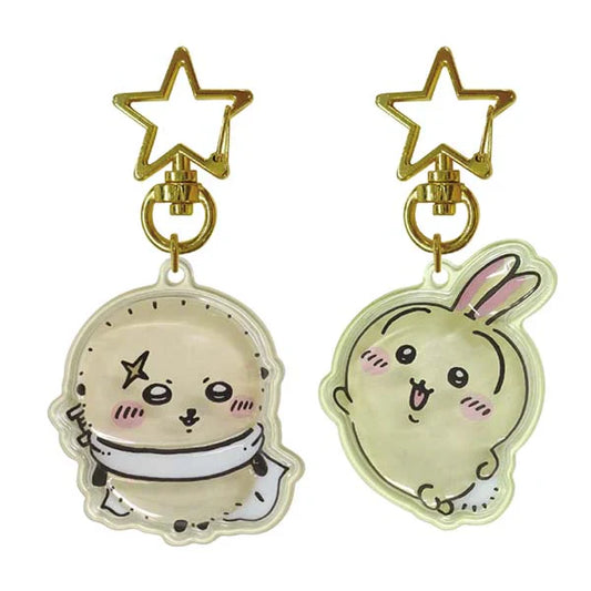 CHIIKAWA | Puffy Three Dimensional Pair Key Holder Plump Pair of Keychains 44x37x10mm (Usagi & Rakko)