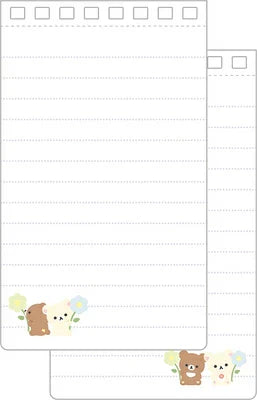San-X | Kiiroitori & Rilakkuma Long SP Memo Ring Memo Pad - B 135×80mm (Basic Rilakkuma Flower)