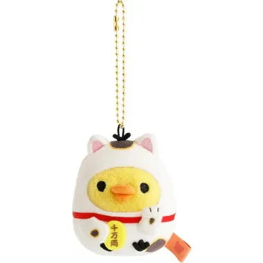 SAN-X | Rilakkuma Kiiroitori Maneki Neko Burasage Plush Strap Keychain Bag Charm 55x65mm (New Year)