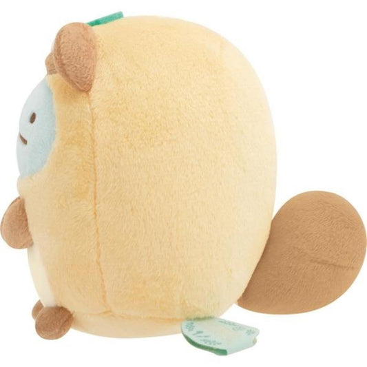 SAN-X | Sumikko Gurashi Collectible Plush Tanuki Tokage 100x90x85mm (Raccoon Tanuki Round Restaurant)