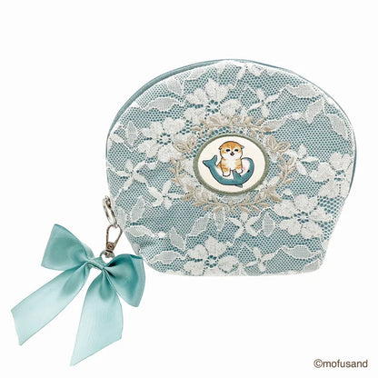 Mofusand | Round Shell Pouch Lace × Embroidery 130×160×45Mm