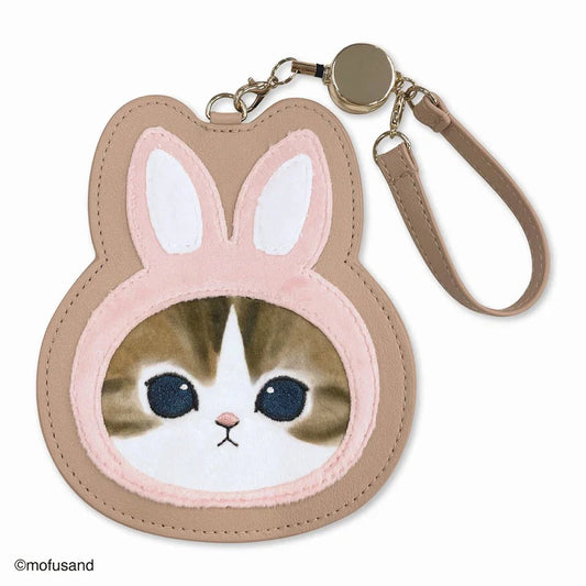 Mofusand | Fluffy Pass Case Card Holder With Reel H135 X W115 D5Mm (Rabbit)