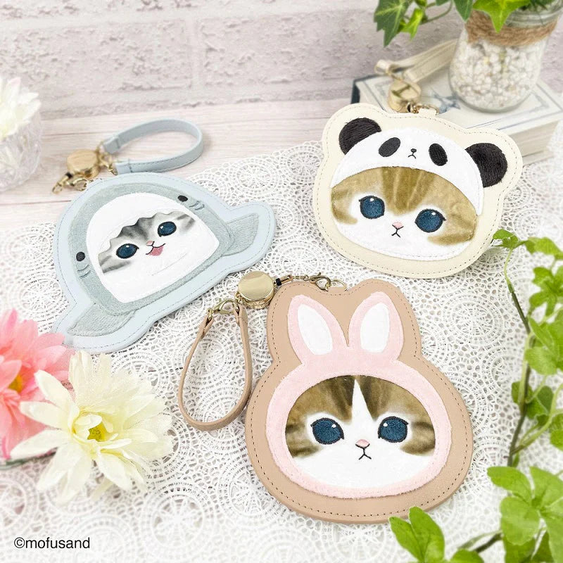 Mofusand | Fluffy Pass Case Card Holder With Reel H135 X W115 D5Mm (Rabbit)