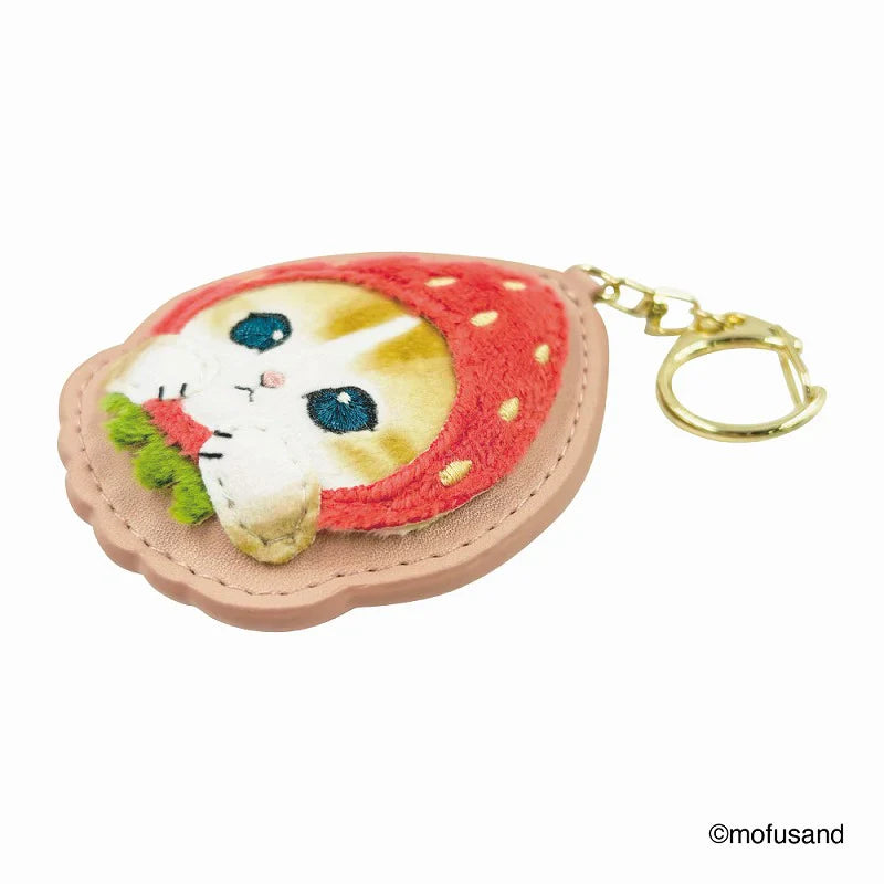 MOFUSAND | Fluffy and Fuzzy Patch Keychain 78×65×10mm (Strawberry Cat Nyan)