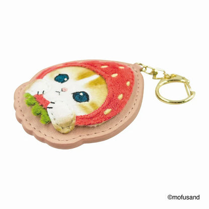 MOFUSAND | Fluffy and Fuzzy Patch Keychain 78×65×10mm (Strawberry Cat Nyan)