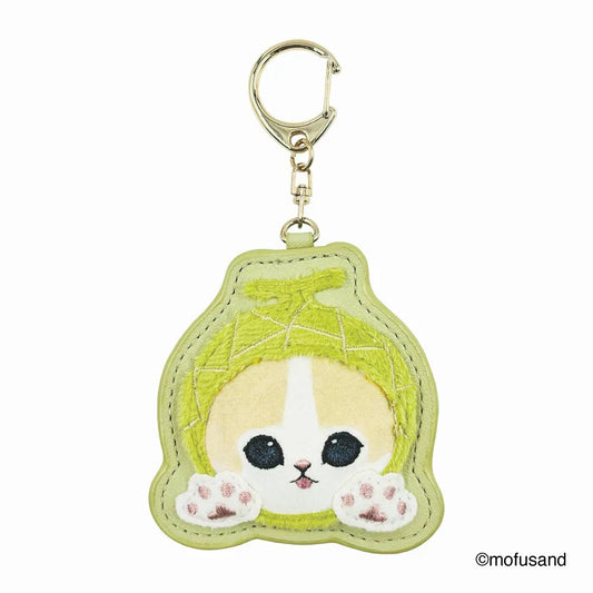 MOFUSAND | Fluffy and Fuzzy Patch Keychain 78×65×10mm (Melon Cat Nyan)