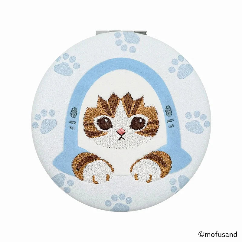 Moufusan | 2-Sided Compact Mirror Φ73×13Mm (Shark Nyan Blue Paw)