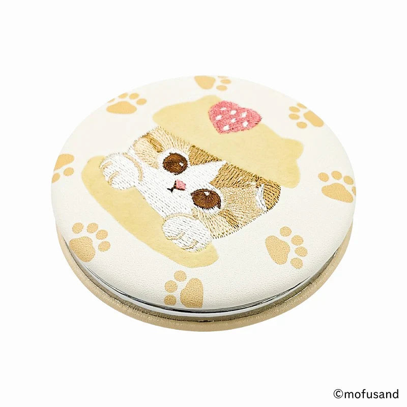 Moufusan | 2-Sided Compact Mirror Φ73×13Mm (Sweets Nyan Yellow Paw)