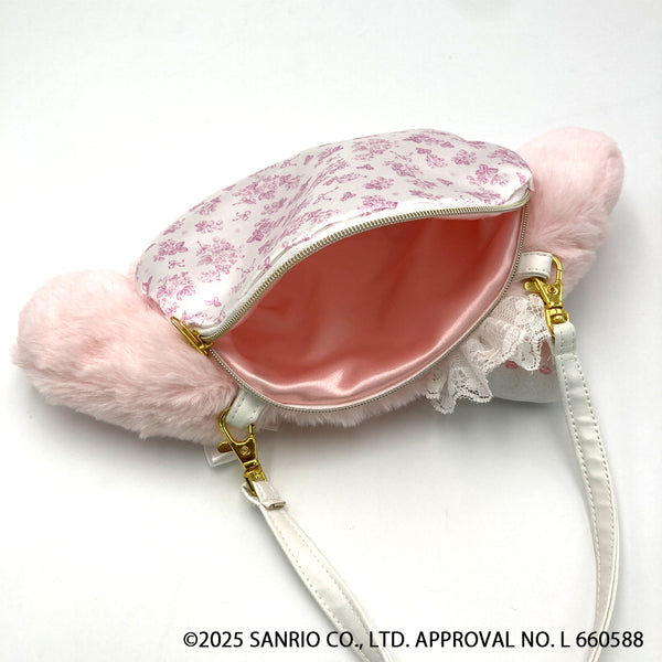 SANRIO | My Melody Fluffy Shoulder Bag 140×215×15mm (White Strawberry Tea Time)