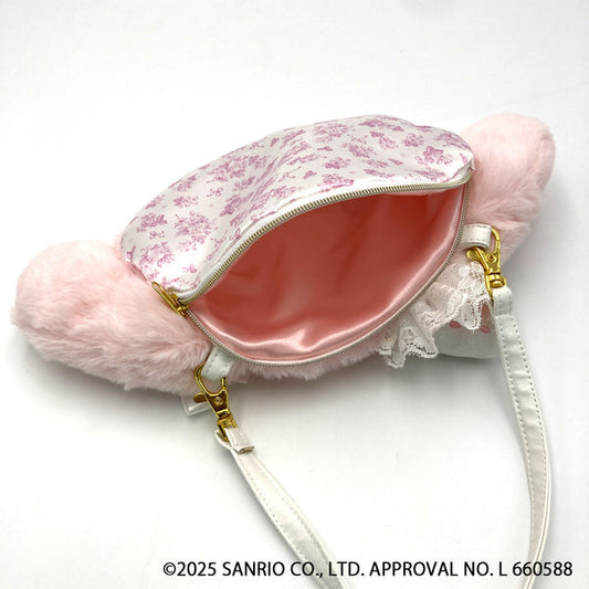 SANRIO | My Melody Fluffy Shoulder Bag 140×215×15mm (White Strawberry Tea Time)