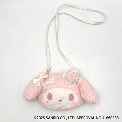 SANRIO | My Melody Fluffy Shoulder Bag 140×215×15mm (White Strawberry Tea Time)