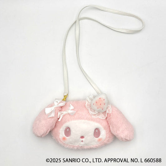 SANRIO | My Melody Fluffy Shoulder Bag 140×215×15mm (White Strawberry Tea Time)