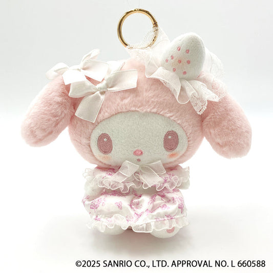 SANRIO | My Melody Eco Shopping Bag & Mascot Plush Keychain (White Strawberry Tea Time)