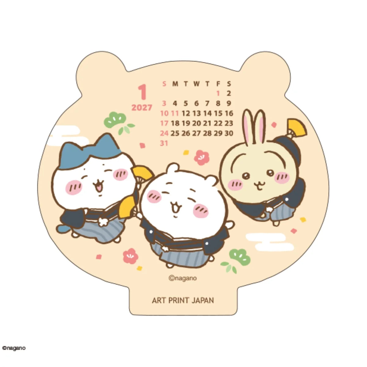 Chiikawa｜Desk Calendar Wood Stand 103×110mm (Happy 2027)