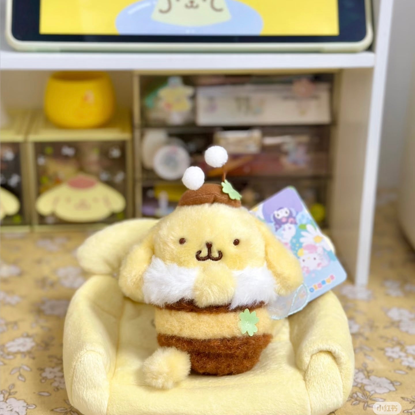 SANRIO | Pompompurin Pom Pom Purin Mascot Holder Plush Keychain Bag Charm (Flower Field Series)