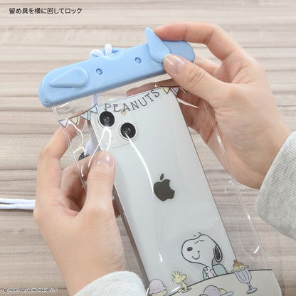 Peanuts | Snoopy Gourmandise Waterproof Pouch H216Mm×W121Mm×D12Mm 史努比 可斜挎手机/电子产品/小物品 防水袋/保护套 Blue
