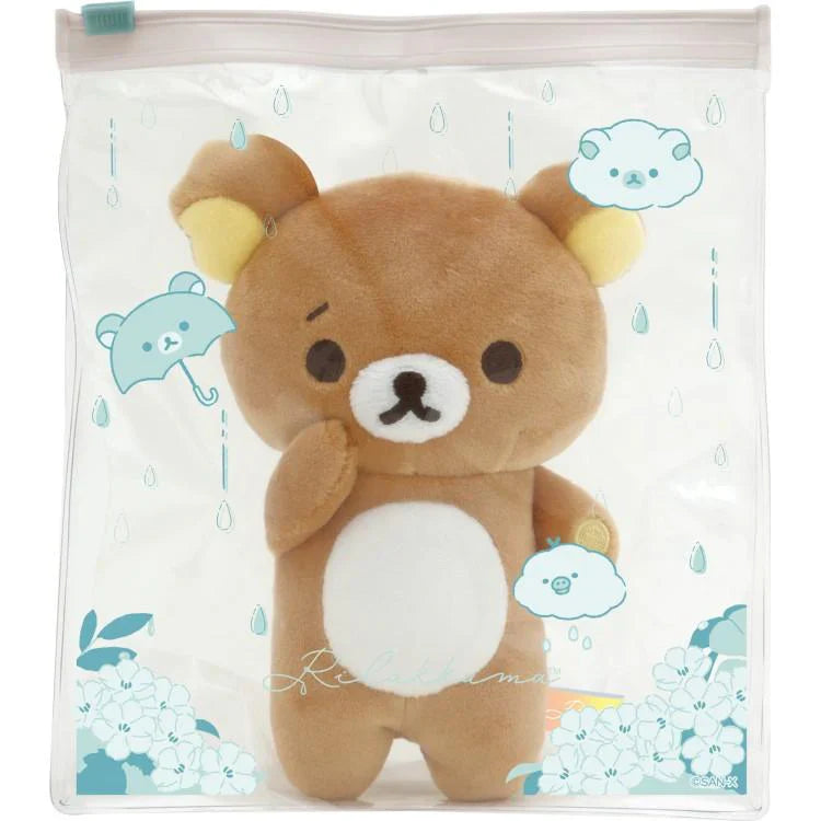 SAN-X | Rilakkuma Plush Troubled Face Wrinkled Ear 140×110×40mm (Umbrella Rain then Sunny)