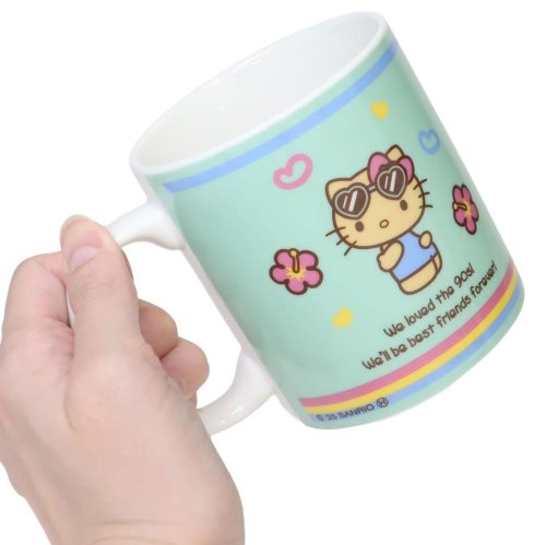 SANRIO | Hello Kitty Ceramic Mug 121×90×80mm (Tan Swimsuit Party Y2K Tan Blue)