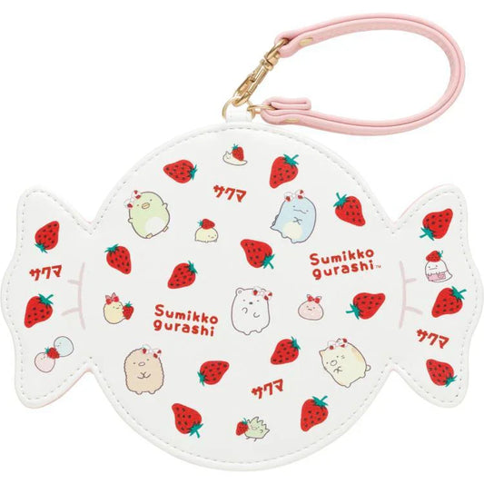 San-X | Sumikko Gurashi Candy Die-Cut Pass Case Card Holder 130×180Mm (Sakuma Strawberry Milk Candy)