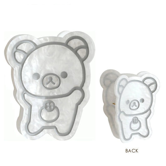 SAN-X | Rilakkuma Korilakkuma Shell Holographic Hair Claw Clip 80×60×50mm (BASIC RILAKKUMA MONOCHROME)
