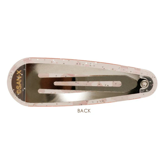 SAN-X | Rilakkuma Hair Clip HairPin Set of Two Clear Different Colors with Glitter 20 x 55 mm (Cherry Heart)