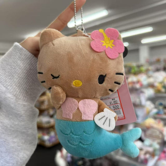 SANRIO x Avail | Tan Hello Kitty 50th Anniversary Mascot Holder Plush Keychain (Mermaid)