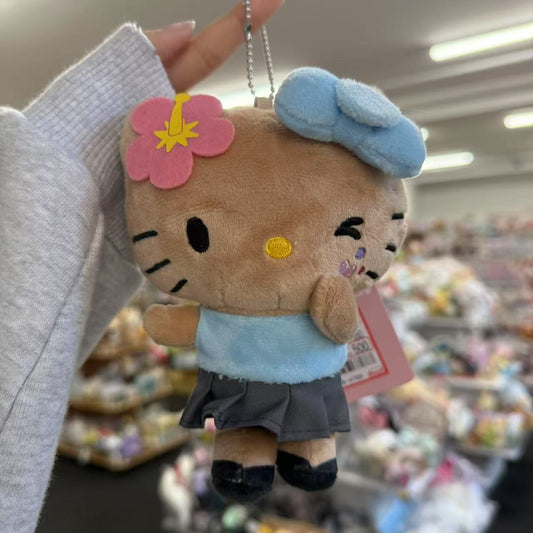 SANRIO x Avail | Tan Hello Kitty 50th Anniversary Mascot Holder Plush Keychain (Heisei Gal)