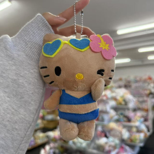 SANRIO x Avail | Tan Hello Kitty 50th Anniversary Mascot Holder Plush Keychain (Swimsuit)