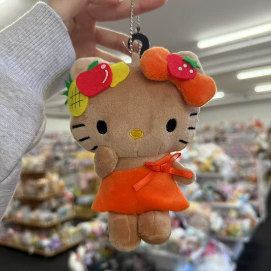 SANRIO x Avail | Tan Hello Kitty 50th Anniversary Mascot Holder Plush Keychain (Fruit)