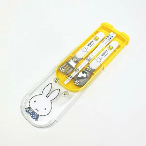 MIFFY | Bento Lunch Cutlery Set Spoon Fork Chopstick 187×77×18mm (Flower Blue Dress Yellow White)