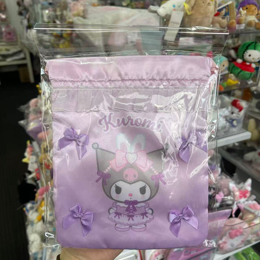 SANRIO | Kuromi Ribbon Drawstring Bag 200x165x20mm (My Melody♡Kuromi♡My Sweet Piano Bunnies Ballerina)