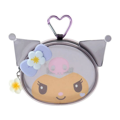 SANRIO | Kuromi Face-Shaped Clear Mini Pouch 120×40×95mm (Sparkling Summer)