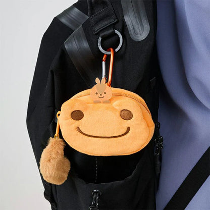 Pickles the Frog | Bag Charm Carabiner Pouch with Almond Orange 90×120×35mm