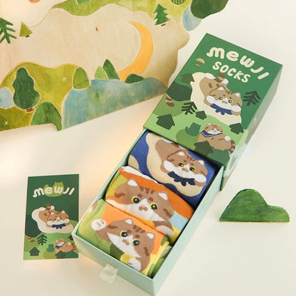 Mewji Socks Set 3 Pieces (Cat Island) Free Size 23-26Cm
