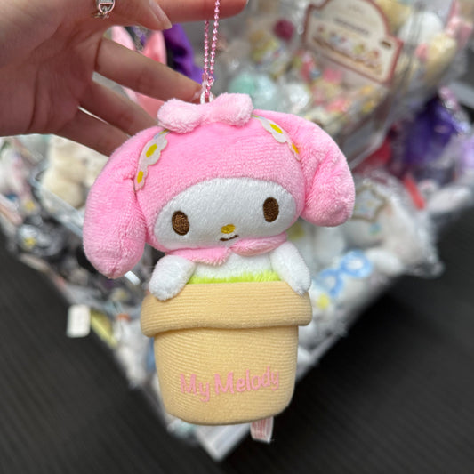SANRIO | My Melody Mascot Holder Plush Keychain Bag Charm 13 x 7.5 x 7cm (Pot / Plant)