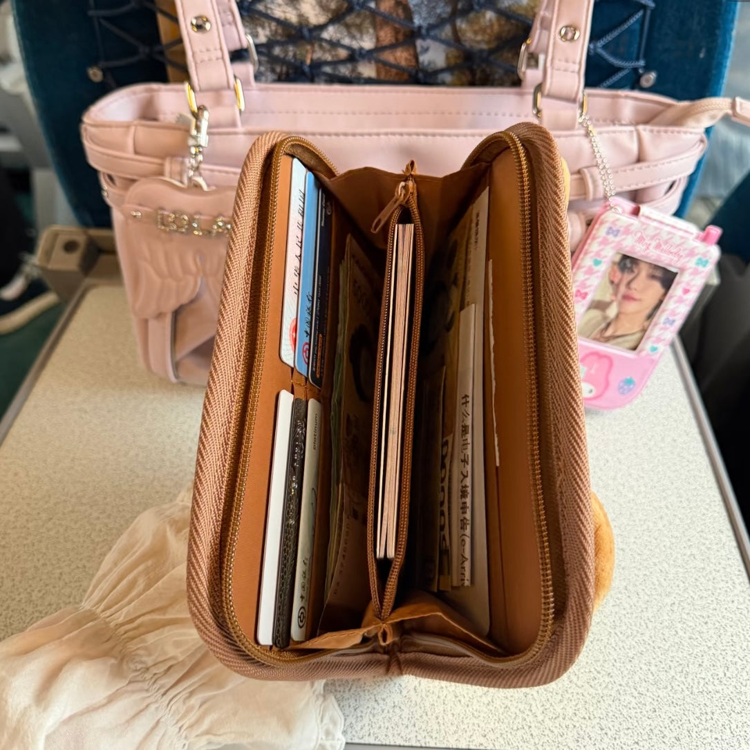 SAN-X | Rilakkuma Plush Multi-Valuables Case Pouch 155x200x40mm (Chairoikoguma's Kumakyun DAYS)
