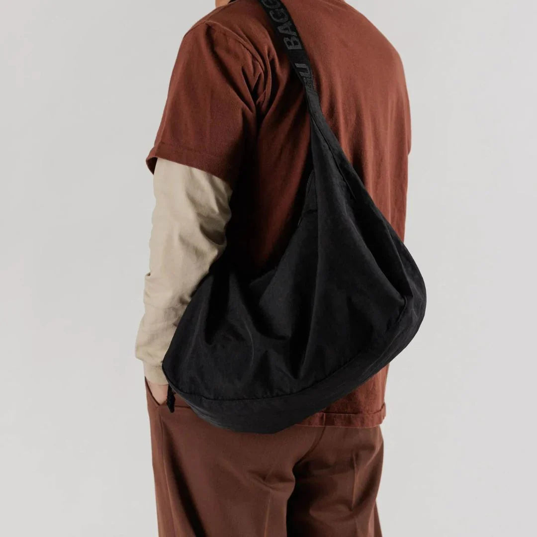 Large Nylon Crescent Bag - Black