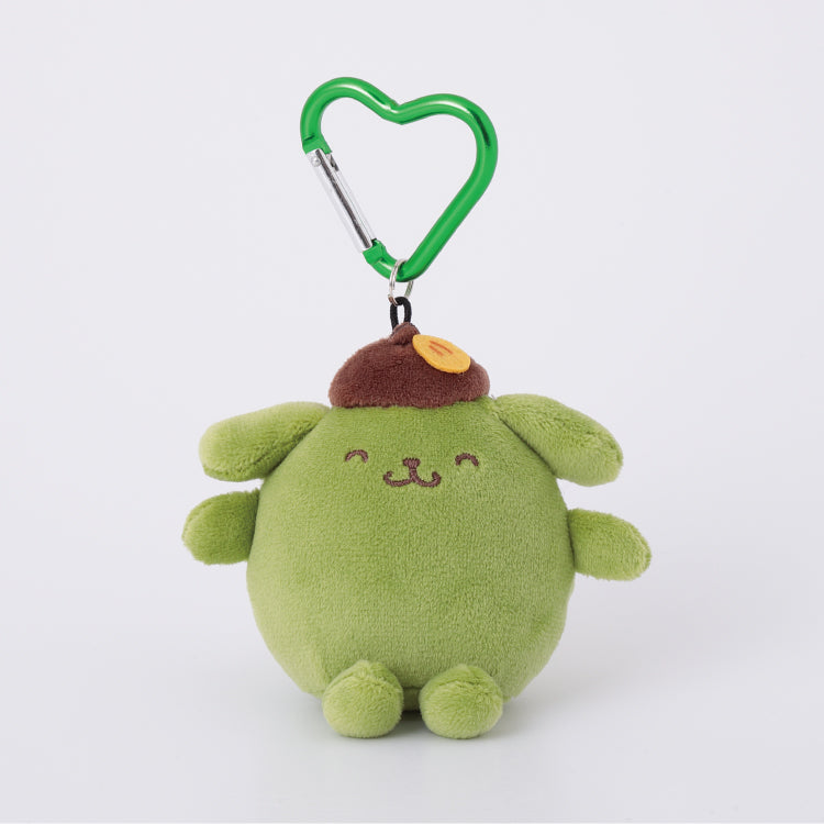 SANRIO x Kthings| Pompompurin Pom Pom Purin Mascot Holder Plush Keychain Bag Charm with Heart Carabiner 60mm Approx. (Relaxing Matcha)